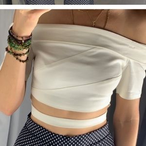Hello Molly off the shoulder white crop